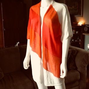 CHICO’S Size 3 orange & white slip on cardigan Super cute!